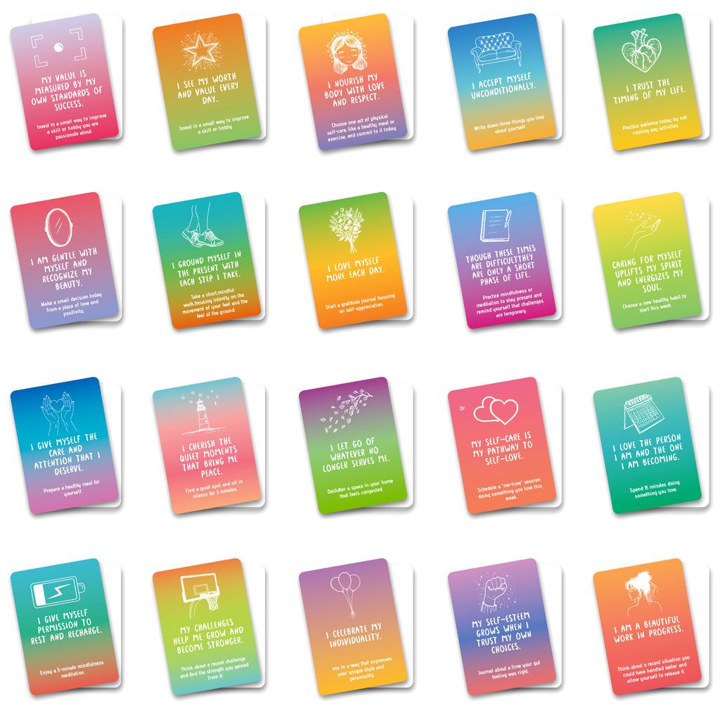 50 Self-Motivation Text Interactive Cards Color Mood Positive Energy Quotes Inspirational Cards