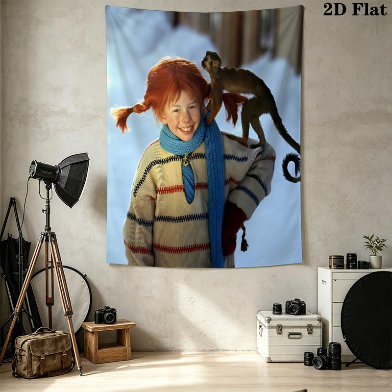 Pippi Wall Tapestry Aesthetic Wall Hanging Printed Fabric Blanket Decorative Tapestries For Bedroom Living Room Home Decor
