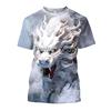 Short Sleeve Plus Size Summer Tee Men Outfit White Dragon 3d Print T Shirts Mens Casual Sportwear T Shirt Male