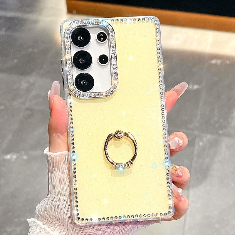 Suitable for Samsung S25 Mobile Phone Case A15 Ring Glitter Powder Transparent Edge Diamond A55 Luxury Laser Star S24 Protective Case