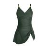 Женский цельный купальник с глубоким V-образным вырезом, перекрестной завязкой, боковым узлом-бантом, съемными вставками, без косточек, с юбкой внизу, для пляжа и бассейна