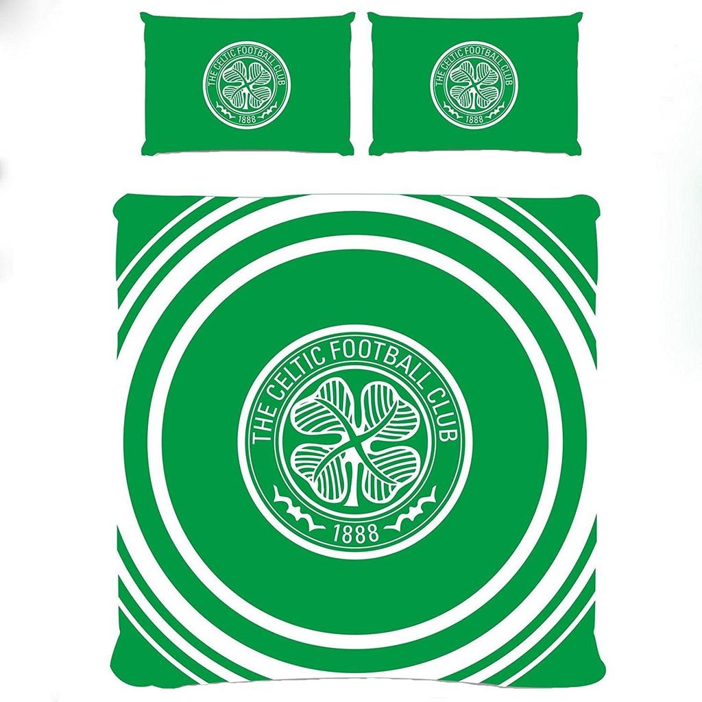 Celtic FC Официальный двуспальный комплект одеяла и наволочек, дизайн «Пульс»
