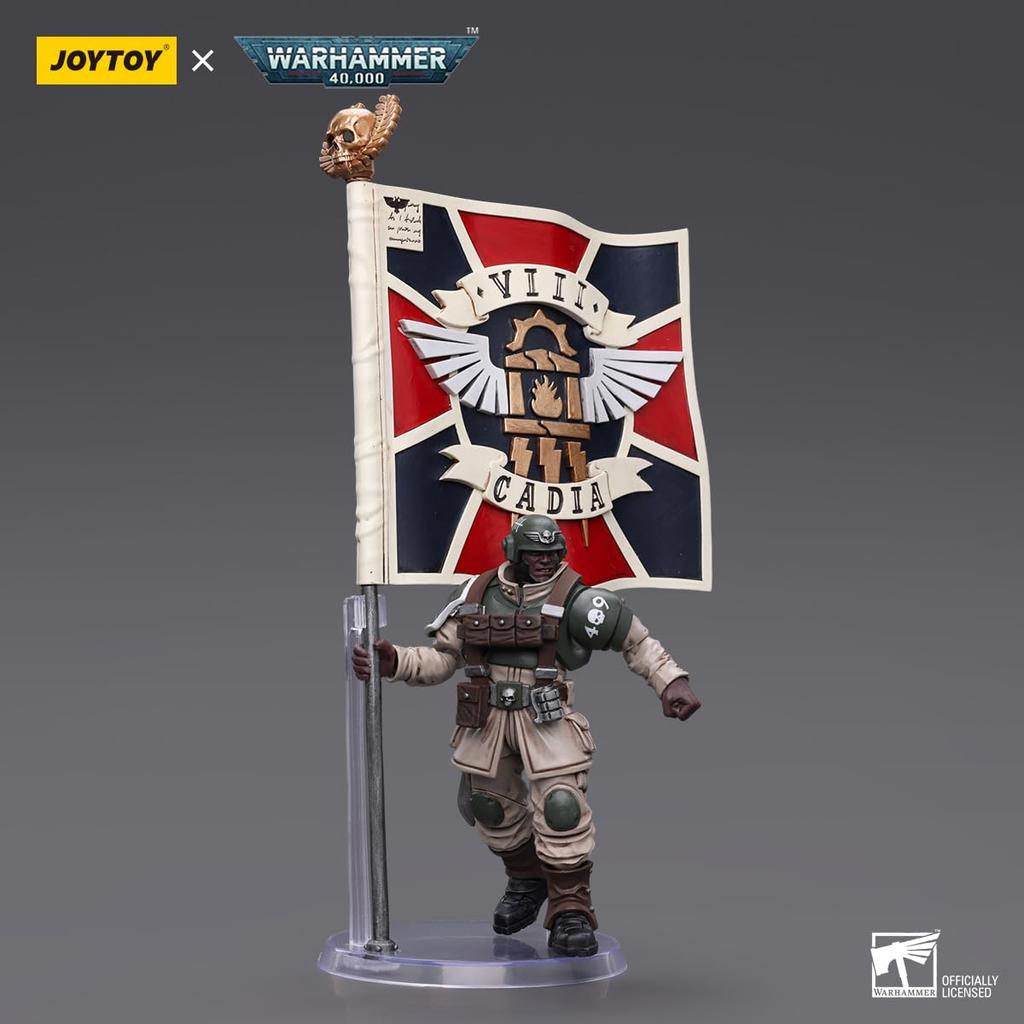 JOYTOY Warhammer Astra Militarum Cadia Commando Squad Veteran Regimental Flag Scale ABS PVC Action Figure 40,000 1/18 & Pre-painted