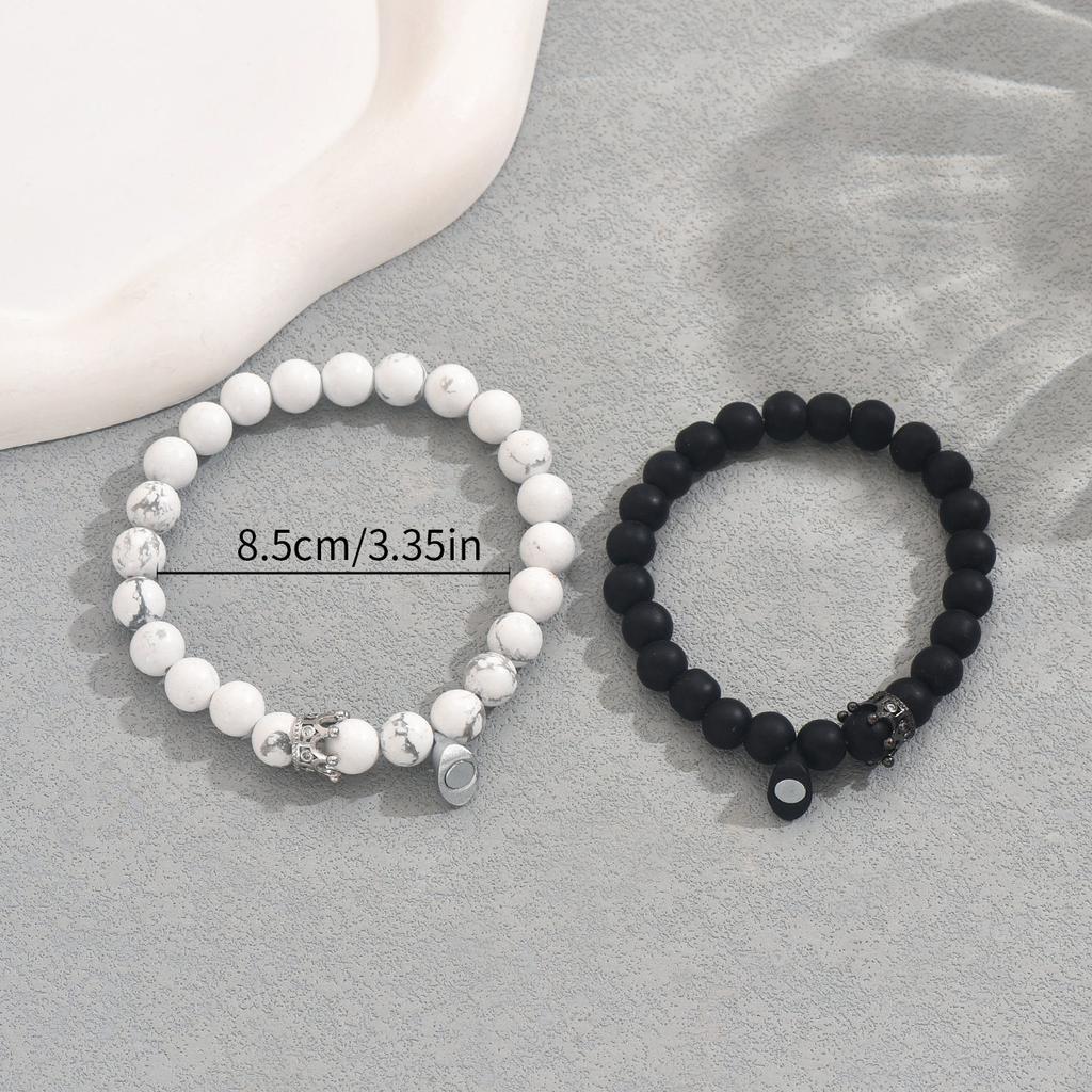 Модный стиль, чистый браслет ручной работы, парный стиль, персонализированный браслет с натуральным камнем и короной из магнитного дизайна