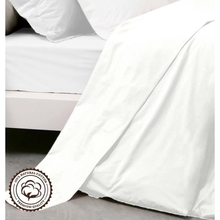 Flat Sheet - White - 180x290 Cm - 100% Cotton - Machine Washable - 1 Person