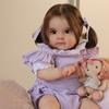 24'' 60 Cm Reborn Baby Doll Maggi Soft Cloth Body Newborn Doll with 3D Painted Skin Toddler Girl Baby Doll Kid Bedtime Lonely Older Man Playmate Toy