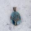 Tree Of Life Neon Blue Apatite Gemstone Pendant 999 Copper Wire Wrapped Jewelry, Handmade Antique Pendant Jewelry, Gift For Mother