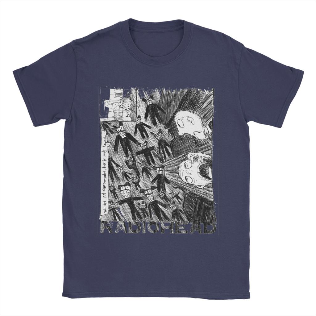 Fun Radiohead TShirts for Unisex O Neck Cotton T Shirts Short Sleeve Tees Printed Tops