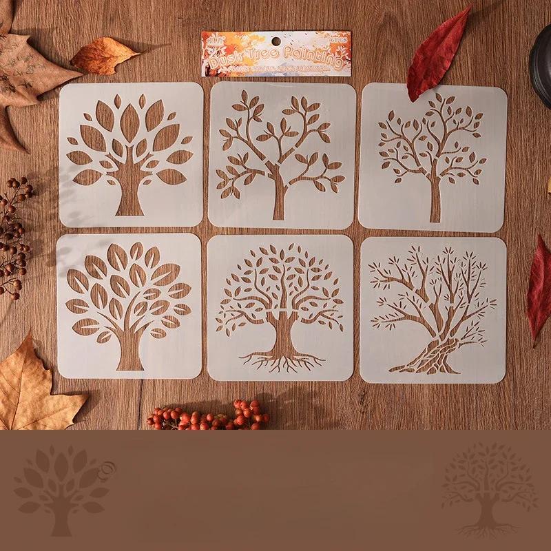 6 шт./набор цветочных трафаретов-бабочек для настенного скрапбукинга, небольшой креативный дизайн, декор своими руками, трафареты для живописи и декора