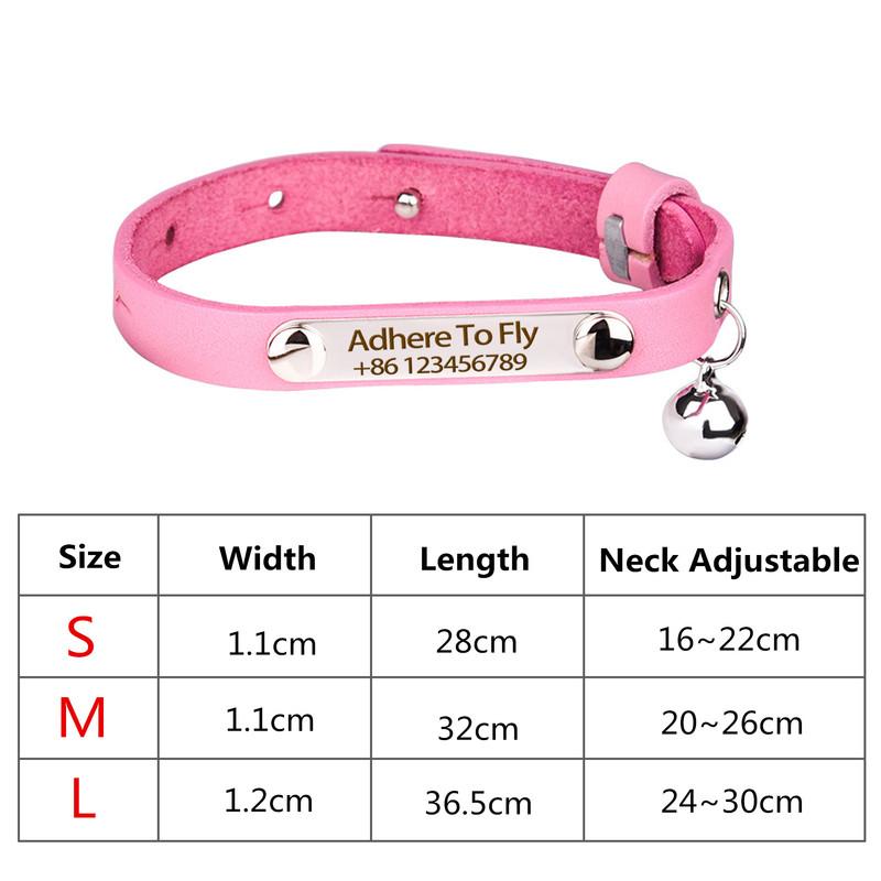Collar gato mascotas, Collar gato cuero ajustable personalizado antiloss Diy con campana, Collar gatito S/M/L,