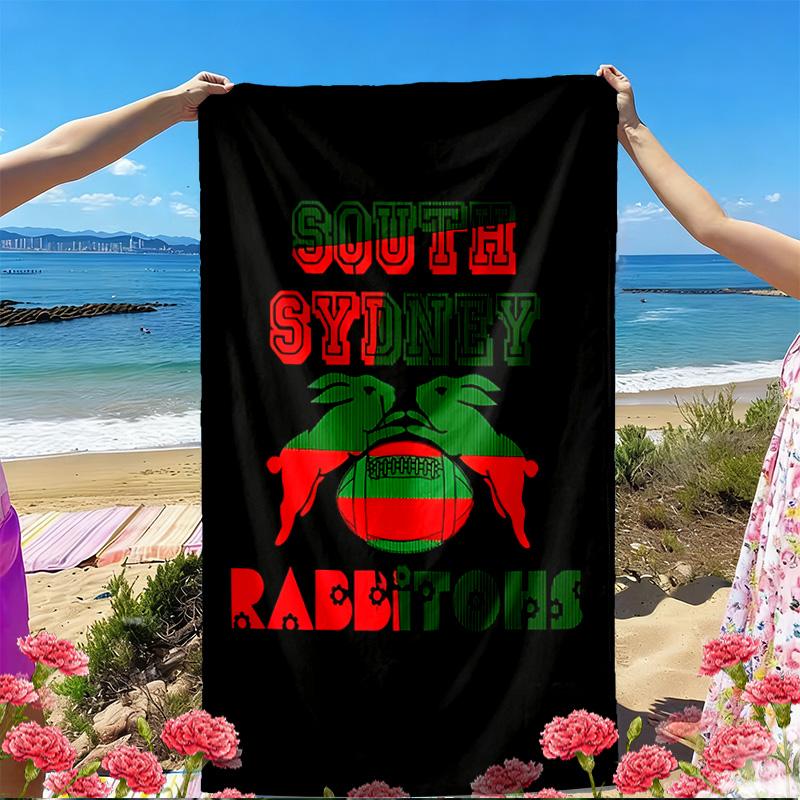 South Sydney Rabbitohs Print Beach Towel, Versatile Lightweight Absorbent Beach Towel for Pool Surf Yoga Bathroom, Perfect Birthday Holiday Gift