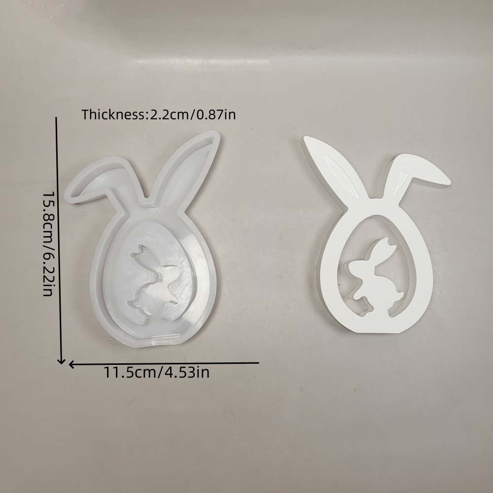 2025 Форма для пасхального яйца и кролика из силикона, форма для гипсовых украшений с полым яйцом, форма для длинноухого кролика, форма для украшений в виде яиц, форма для домашнего декора
