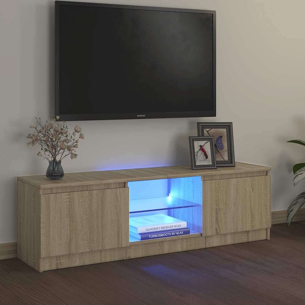 Vidaxl Szafka Pod Tv Z Oświetleniem Led, Dąb Sonoma, 120X30X35,5 Cm