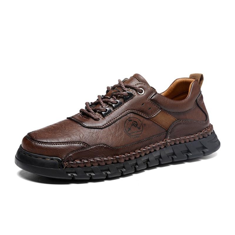 Fashion Mens Leather Shoes High Quality Luxury Outdoor Comfortable Handmade Soft Bottom Ankle Non-slip Flats Mens Casual Hiking Shoes