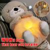50CM Baby Breathing Bear Baby Soothing Otter Plush Doll Toy Baby Kids Soothing Music Sleeping Companion Sound and Light Doll Toy Gift