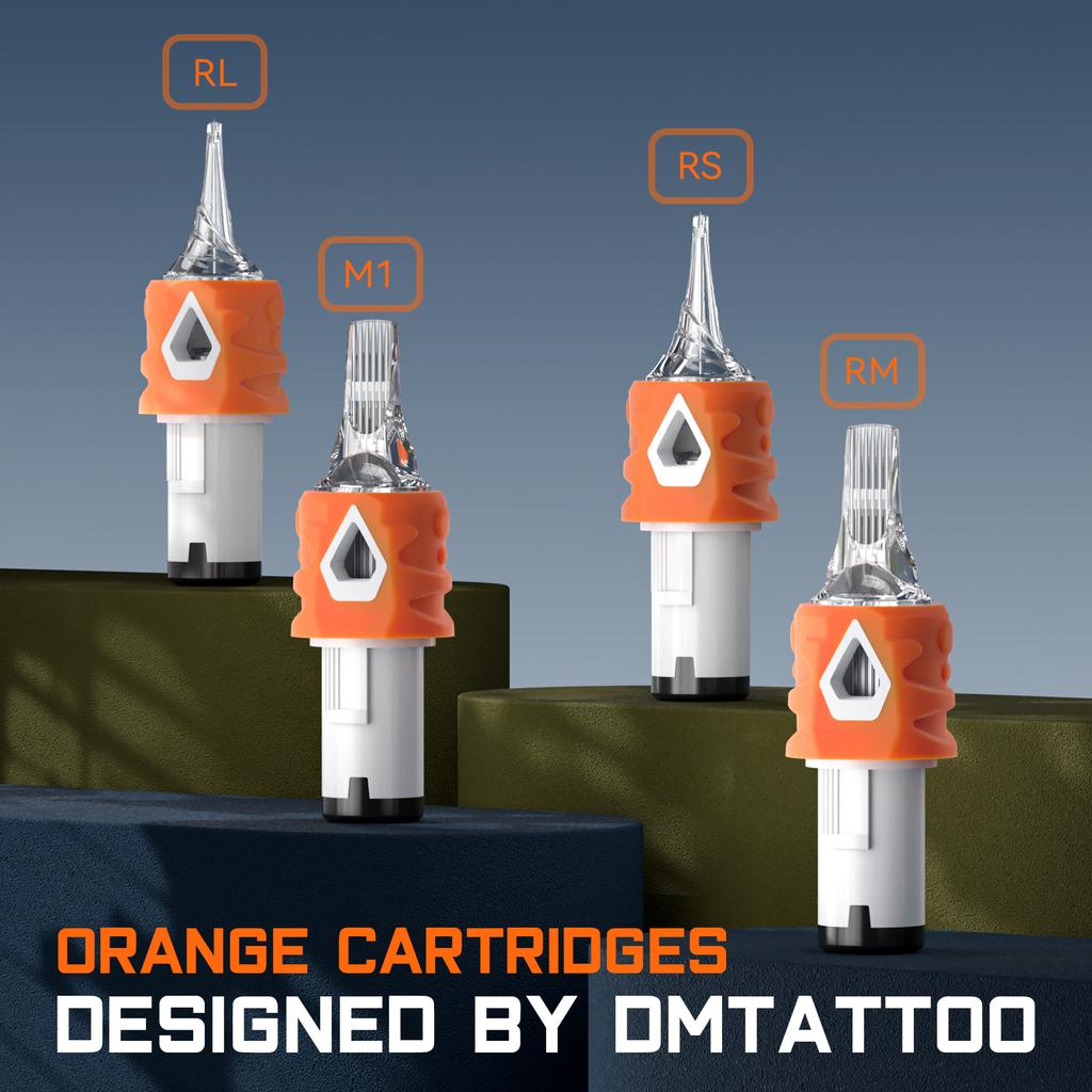 DM ORANGE 50 шт. Смесь картриджных тату-игл RL/RM/RS/M1 Одноразовые силиконовые стерилизованные безопасные тату-иглы для тату-машинки