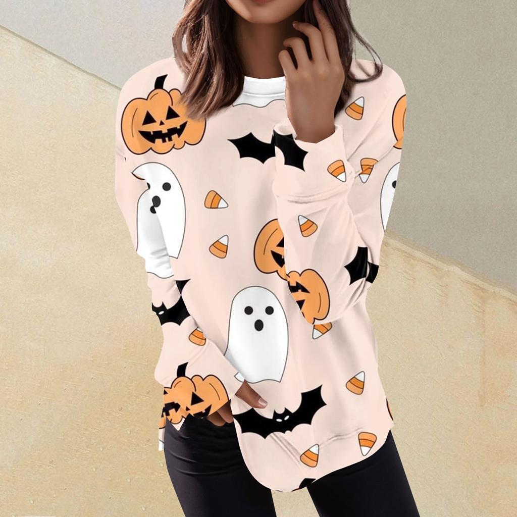 Женский повседневный модный пуловер с длинным рукавом и круглым вырезом с принтом