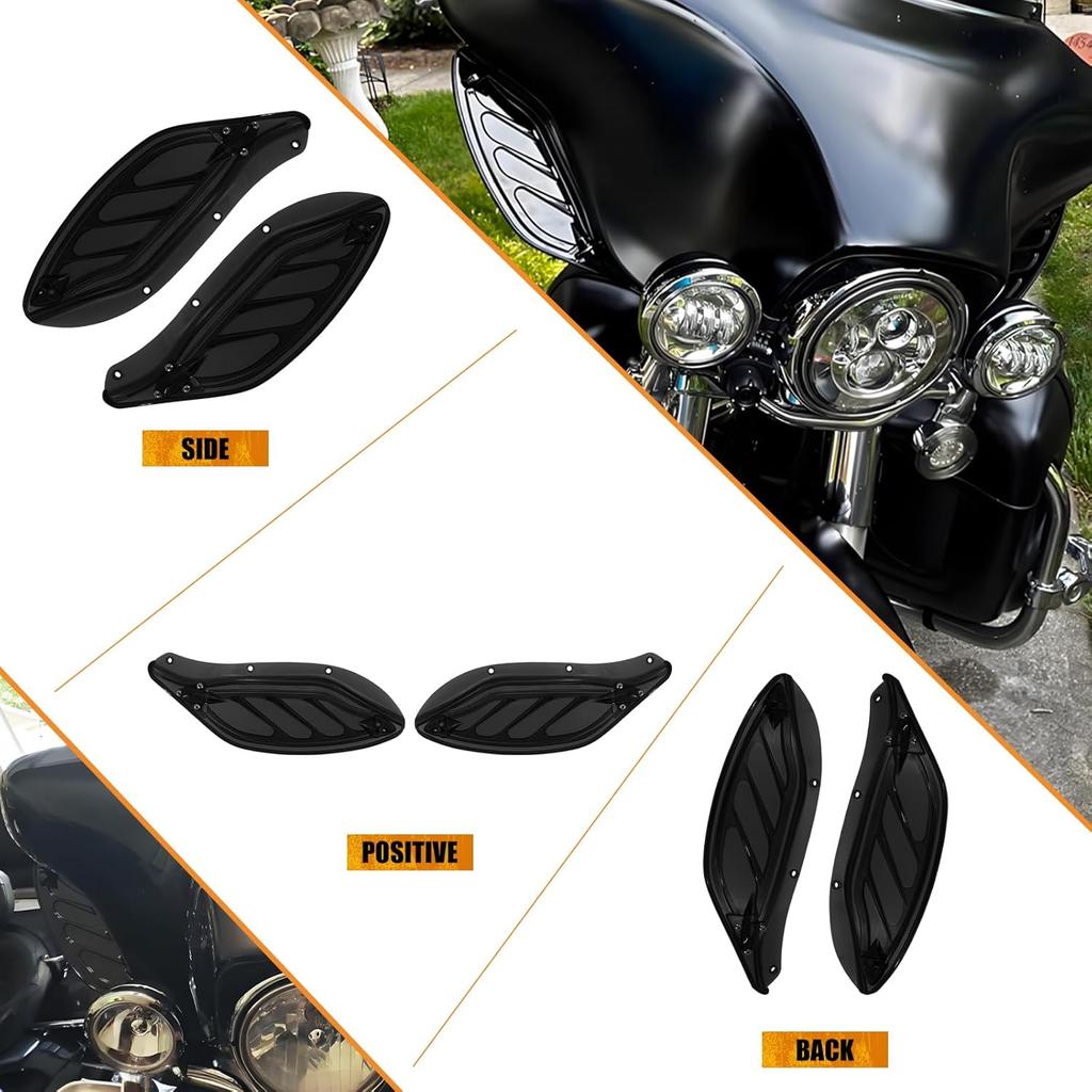 Upper Fairing Windshield Side Wing Air Deflectors Fit for Harley Touring Electra Glide Street Glide Trike 1996–2013 Black