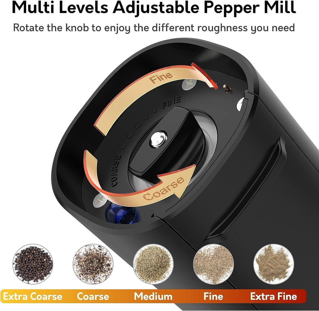 Мельница для перца, набор электрических мельниц для соли и перца, перезаряжаемая мельница для перца, 2 шт.