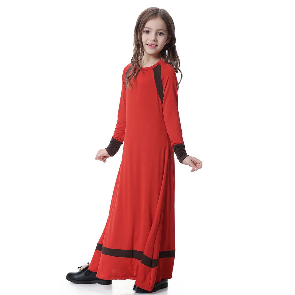 Цветное лоскутное платье для мусульманских девочек, традиционное детское длинное платье Абая, исламское Дубай, арабское длинное платье