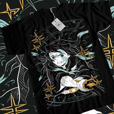 Муичиро Токито Футболка Kimetsu no Yaiba Demon Slayer Аниме Черная Рубашка Все Размеры