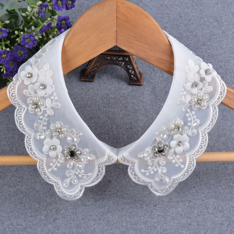 Модное ожерелье с искусственным жемчугом и поддельным воротником, съемное ожерелье с лацканами из двойной сетки, женская верхняя одежда, аксессуары для шеи