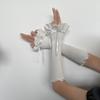 1 Pair Long Length Ruffle Sleeves For Women Elastic Ruffle Cuff Lace Elbow Sleeves  for Women