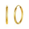 [ChicSilver] Hoop Earrings Ladies Gold Ring Earrings K18 Gold Simple Larger 30mm Fashionable Accessories