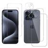 Tempered Glass Screen and Back for iPhone 15 PRO and Camera Protection [Pack 2] Phonillico® Protective Glass Film