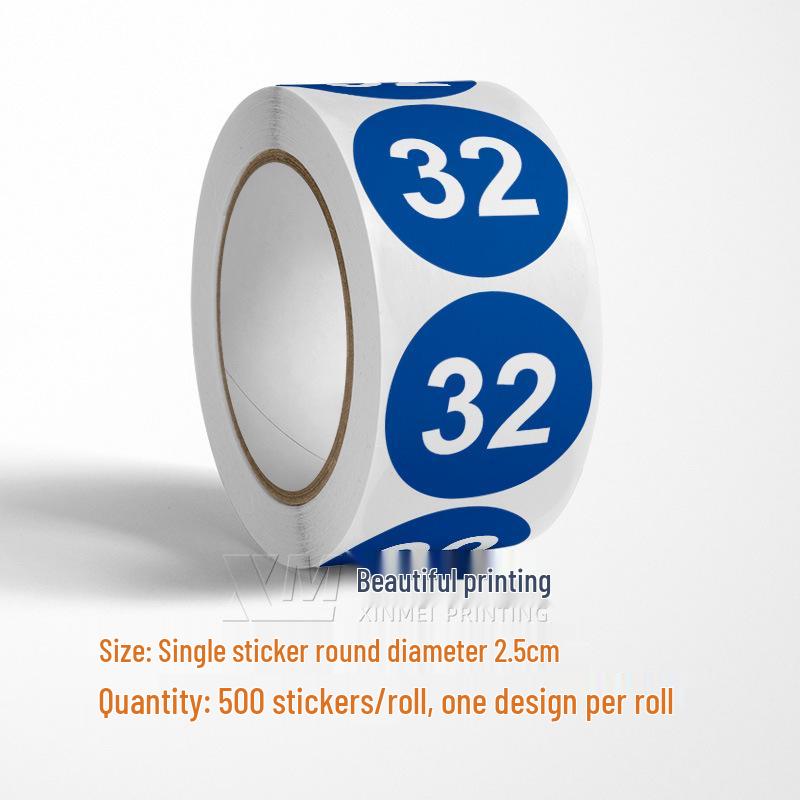 Самоклеящиеся круглые наклейки с номерами 1-33 – Цветные этикетки-идентификаторы в рулоне