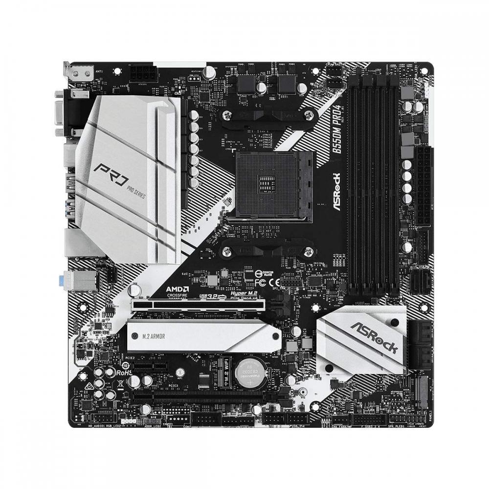 Asrock AMD Ryzen серии 5000 (Сокет AM4) совместимая материнская плата Micro ATX с чипсетом B550 [продукт отечественного авторизованного дистрибьютора] B550M Pro4
