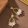Mori sweet delicate small fresh inlaid zircon dripping flower earrings female niche personality design fairy earrings