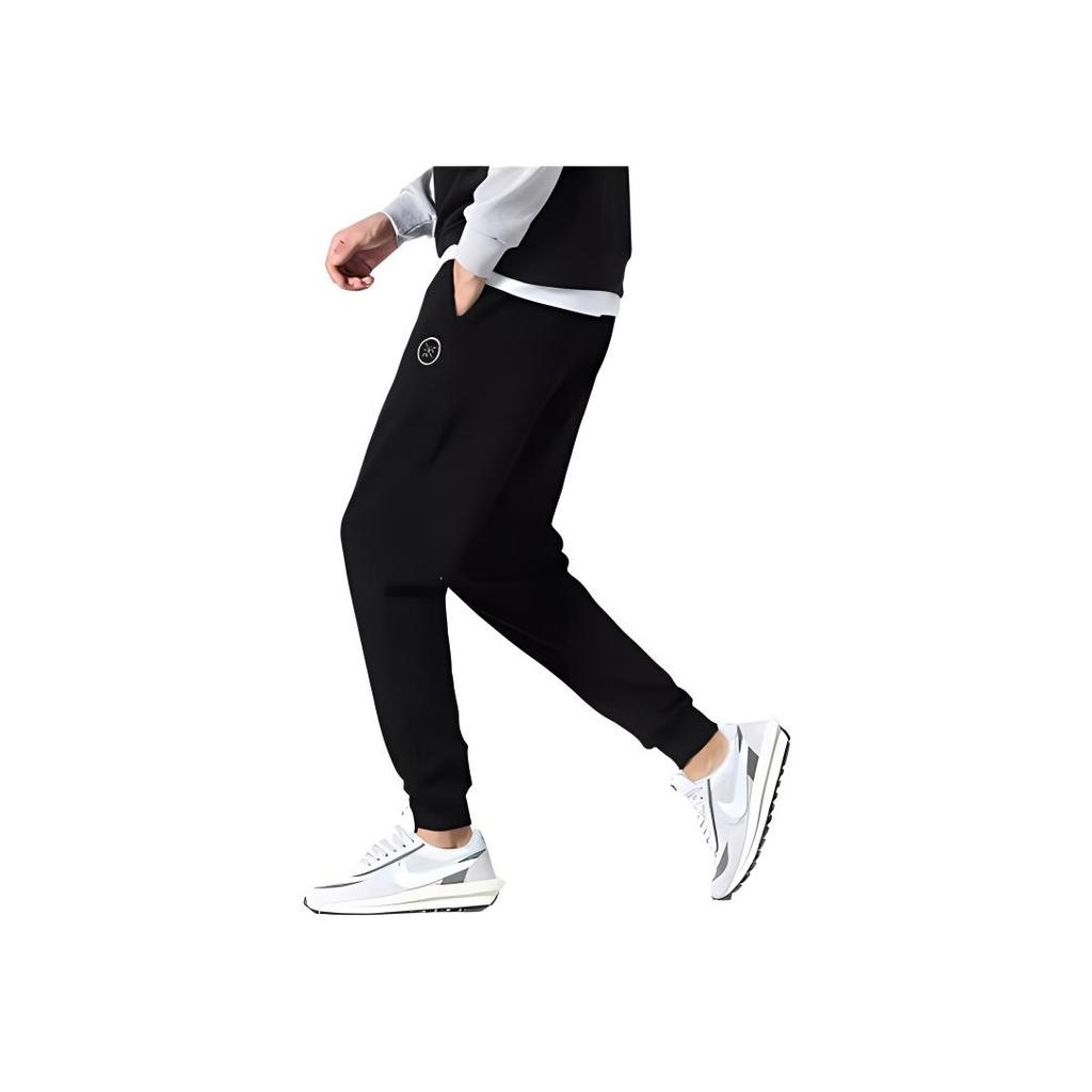 Мужские повседневные брюки свободного кроя с манжетами Li Ning Wade Series, черные YKLU323-1