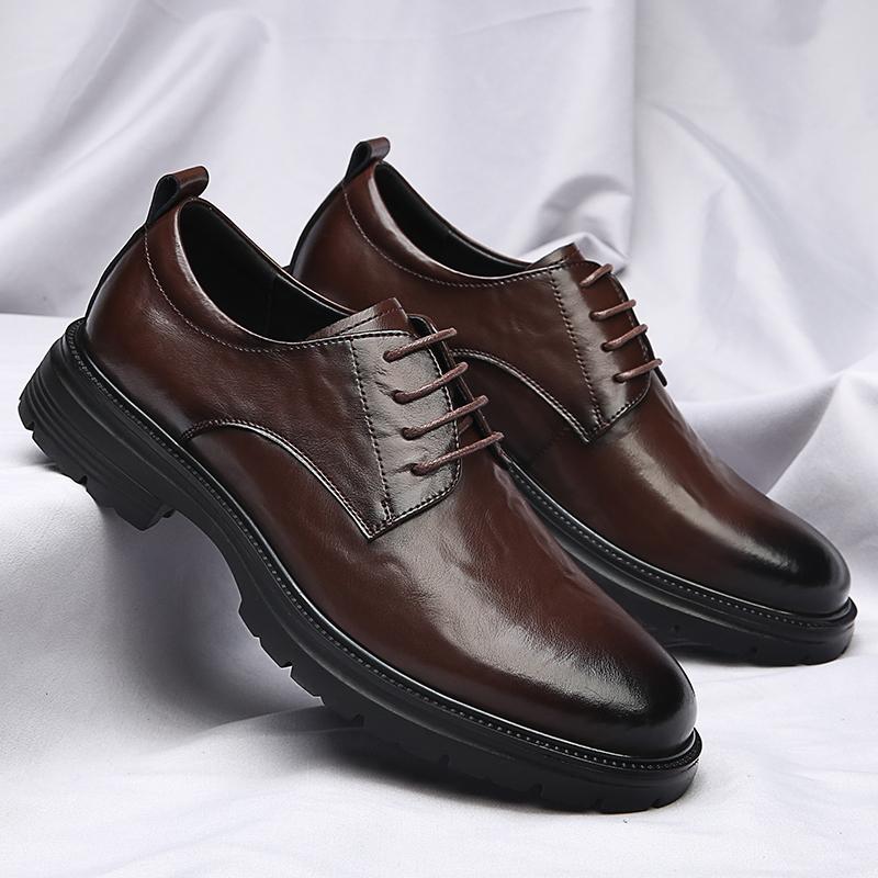 Роскошные мужские туфли-броги, оксфорды на шнуровке, кожаные, на толстой подошве, модные, офисные, деловые, дерби, британские, молодежные, свадебные туфли