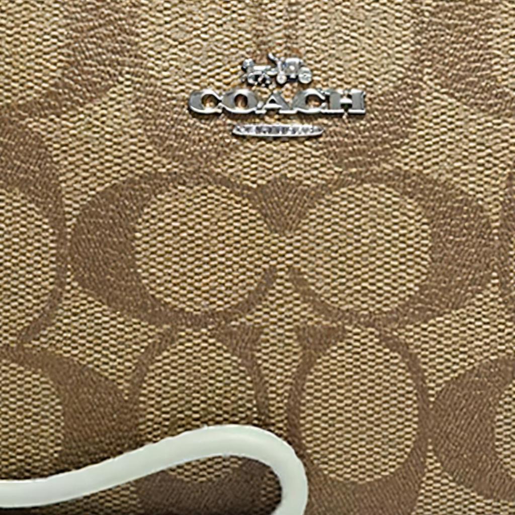 New COACH Corner Zip Canvas Wrist Bag Clutch Trumpets Women's Brown 87591-SVV7Q