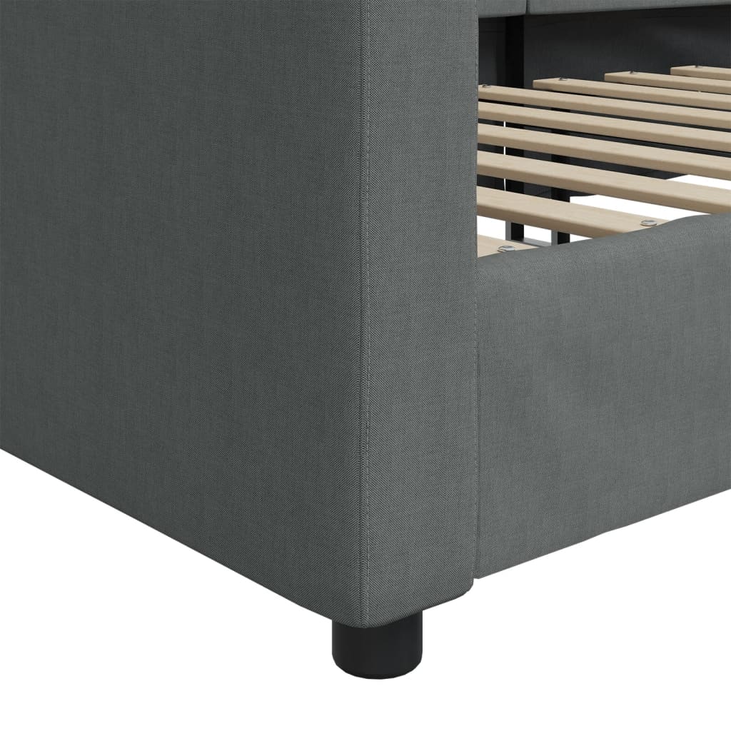 Vidaxl Sofa Z Funkcją Spania, Ciemnoszara, 90X200 Cm, Obita Tkaniną