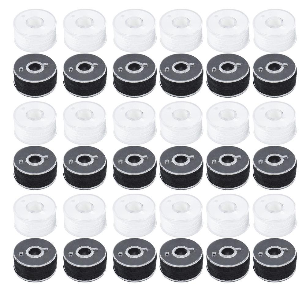 36pcs White And Black Prewound Bobbins Set Size A Plastic Bobbin Case For Sewing Machines