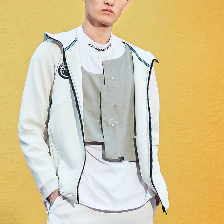 Мужская толстовка с капюшоном и застежкой-молнией Li Ning Basketball Series Cloud-White AWDQ789-1
