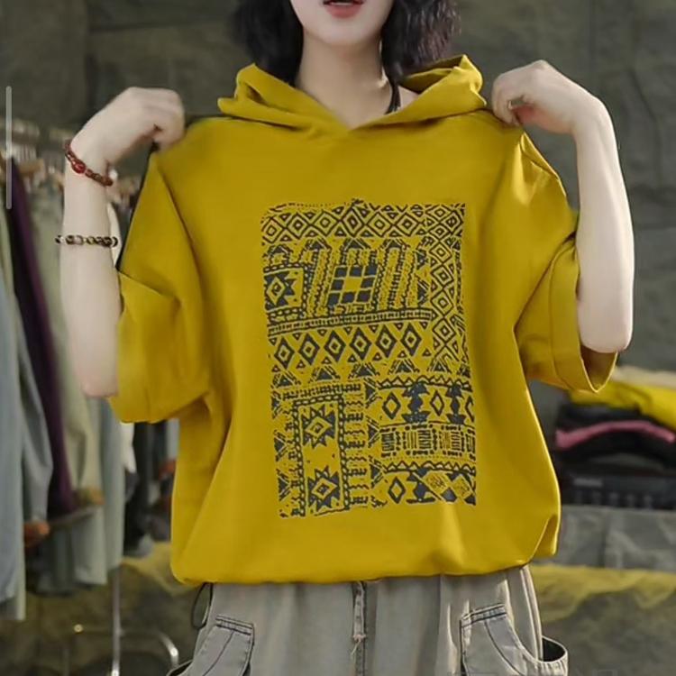 Dimanaf 2025 Летняя полосатая толстовка с капюшоном, хлопковая футболка для женщин, с принтом в виде букв и полос, короткий рукав, свободный, белый, черный