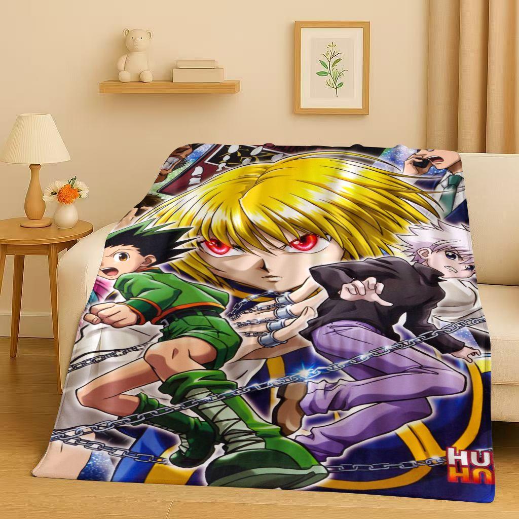 3D Anime Hunter X Hunter Killua Zoldyck Cartoon HXH Flannel Blanket,Ultra Soft Warm Plush Throw for Home Bedroom Bed Sofa Cover