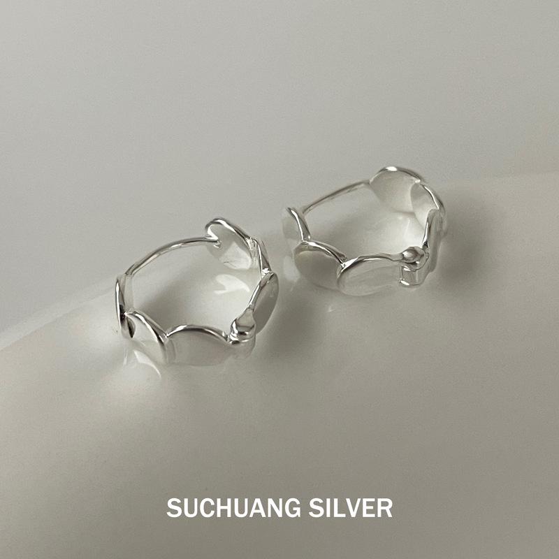 Серьги-кольца Su Chuang из стерлингового серебра S925 с круглым диском: Роскошный Высококлассный Дизайн с Чешуйчатой Задней Стороной, Универсальные Серьги для Женщин
