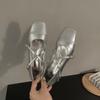 Mary Jane shoes small silver shoes spring 2025 new versatile light mouth soft leather cross single shoes small leather shoes
