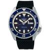 SEIKO SRPD93 наручные часы мужские - 5 Sports автоматический механизм синий циферблат с лучами безель корпус из нержавеющей стали черный силиконовый ремешок индикация дня недели и даты.