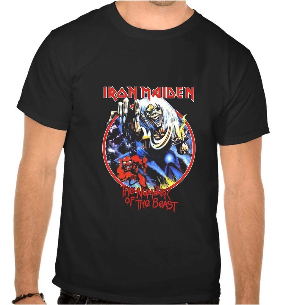 IRON MAIDEN Рок-музыка Черная ФУТБОЛКА -1084-