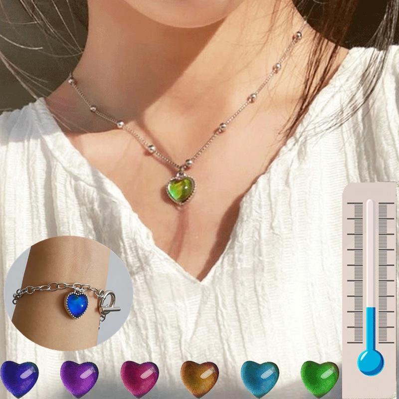 1 шт. термохромное ожерелье с подвеской «Любовь», женская модная цепочка на ключицу, подарок для пары