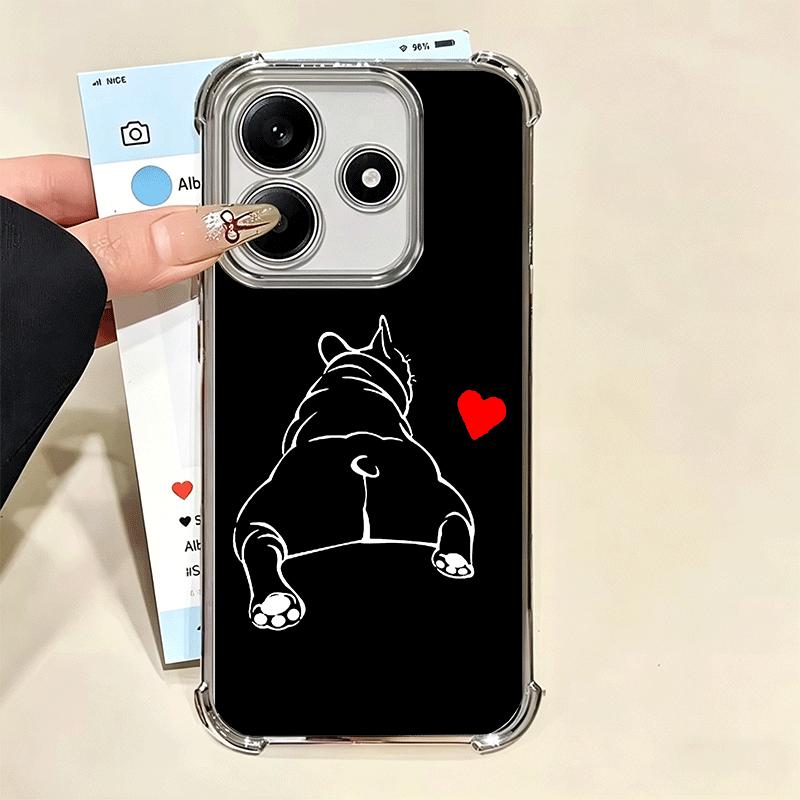 French Bulldog Black Desgin Plating Phone Case For Xiaomi Redmi Note 14 15 Pro Plus 13 12 11 11S 11T 10 9S 9 5G Anti-Fall Airaba