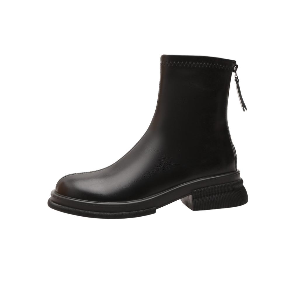 Cowhide Version~ Leather Thick-soled High Knight Boots, Small Man But Knee Boots, Fat Mm Long Boots, Elastic and Thin Boots