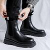Men Luxury Fashion Chelsea Boots Black Trendy Original Leather Shoes Cowboy Platform Boot Handsome High Chunky Botas Masculinas