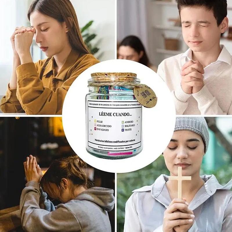 Банка со стихами из Библии Молитва из Священного Писания на испанском языке Надежда Украшение банки со стихами из Библии Позитивное мышление Эмоциональная поддержка Молитва из Священного Писания