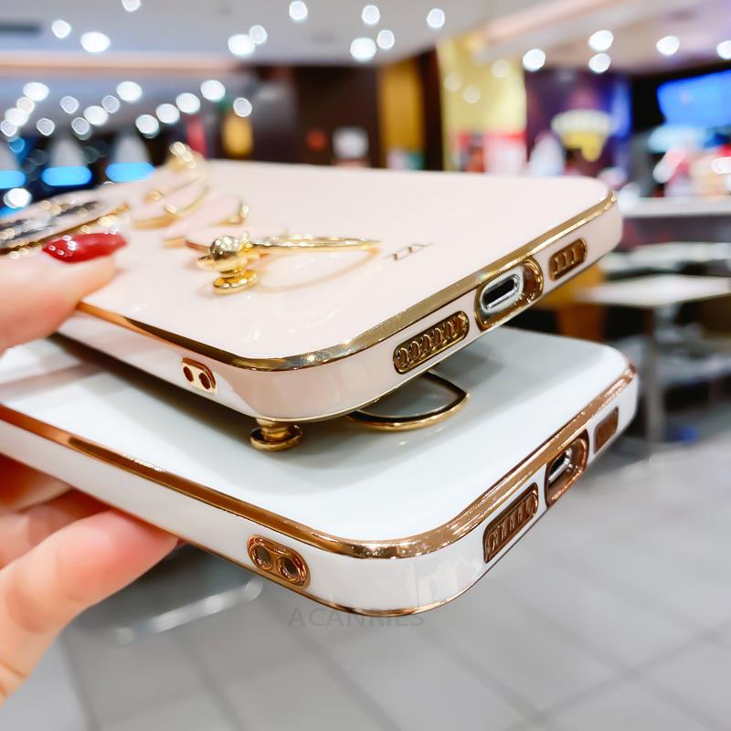 Luxury Plating Love Heart Bracelet Case For Samsung Galaxy A14 A54 A34 A24 4G 5G Wrist Band Chain Cover On A 14 54 34 24